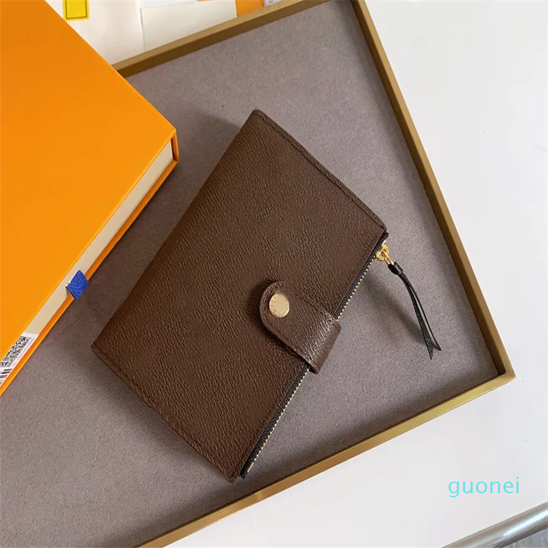 

Designer-Fashion designer wallets womens short purses brown flower letter credit card holder ladies slim money clutch bags with original box, 58019#brown monogrames