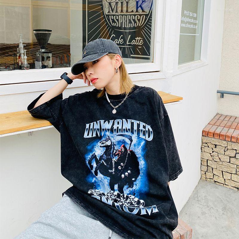 

Men's T Shirts Vintage Men Shirt Rock Unisex Hip Hop Printed Y2k High Street Casual Tee Streetwear And Women Tops, Black