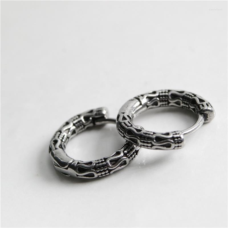 

Hoop Earrings Titanium Steel Carved Retro Cast Men's Hoops Fashion Accessories