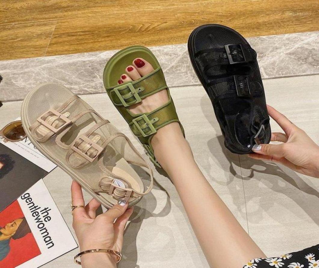 

Sandals Celebrity Mesh Double Metal Buckle Strap Platform Women Creepers Open Toe Roman Sandalias Breath Muffins Femmes Sandales18614560, Beige