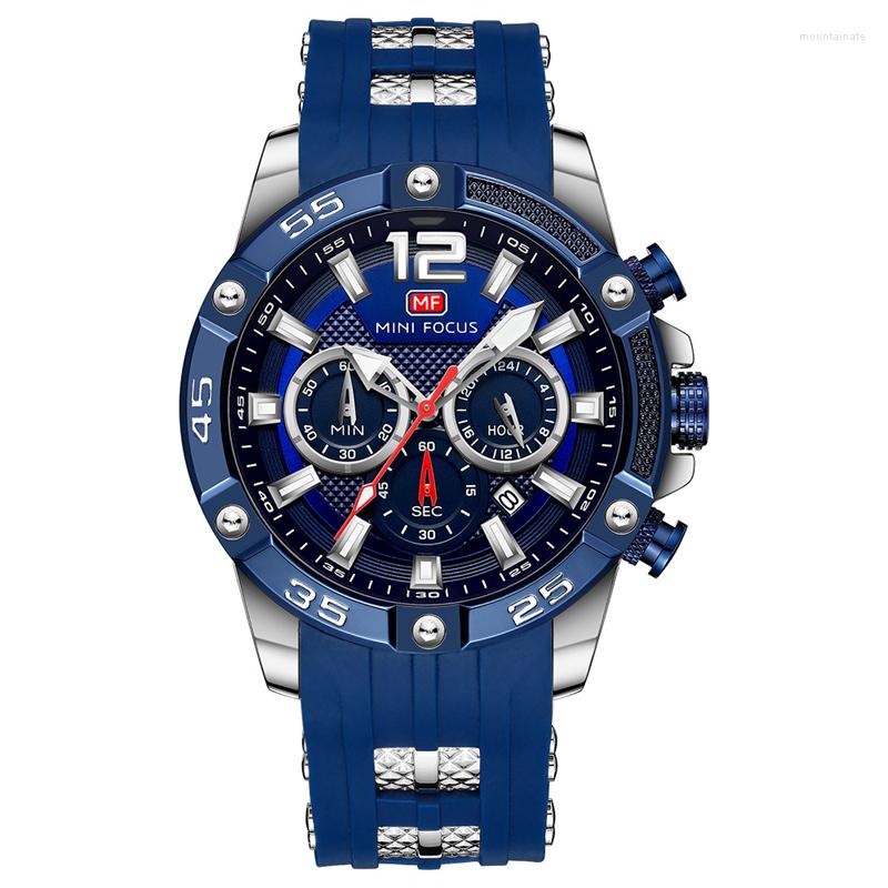 

Wristwatches Sports Leisure Watch 30M Waterproof Luminous Silicone Strap Men's Quartz Multifunctional Chronograph, 04