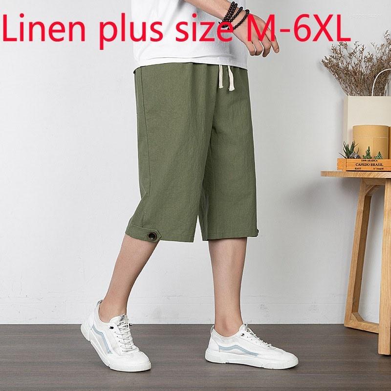 

Men's Shorts Linen Arrival Fashion Super Large Casual Pants Cotton Thin Elastic Waist Summer Men Plus Size L XL 2XL 3XL 4XL 5XL6XL