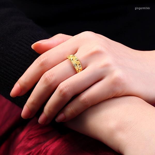 

Cluster Rings Gypsophila Couple Ring Wedding Men And Women Open Plated Car Flower Woman For Man Jewelry
