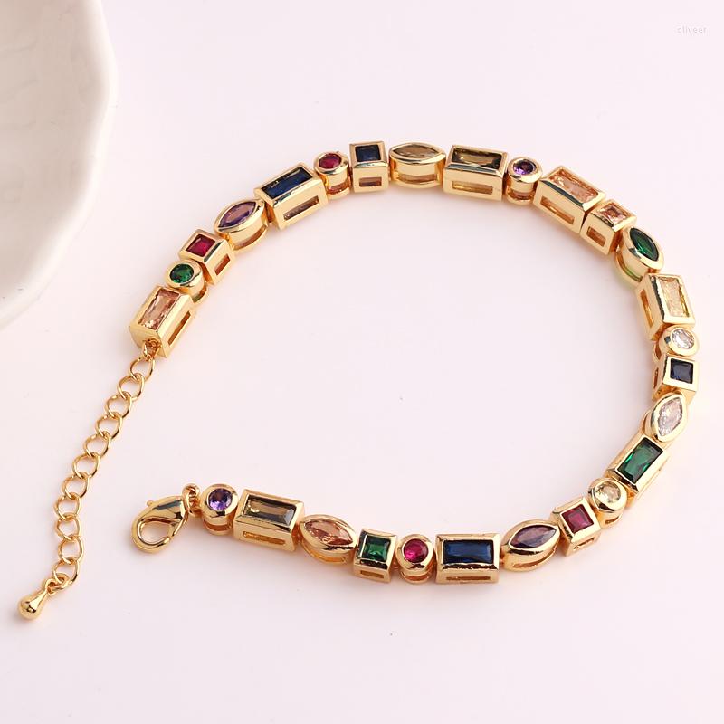 

Charm Bracelets Fashion CZ Rainbow Cubic Ziron Austrian Crystal Tennis For Women Christmas Year Gift