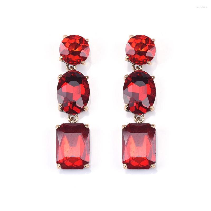 

Dangle Earrings Fashion Women Square Crystal Vintage Glass Metal Long For Girl Party Jewelry Brincos