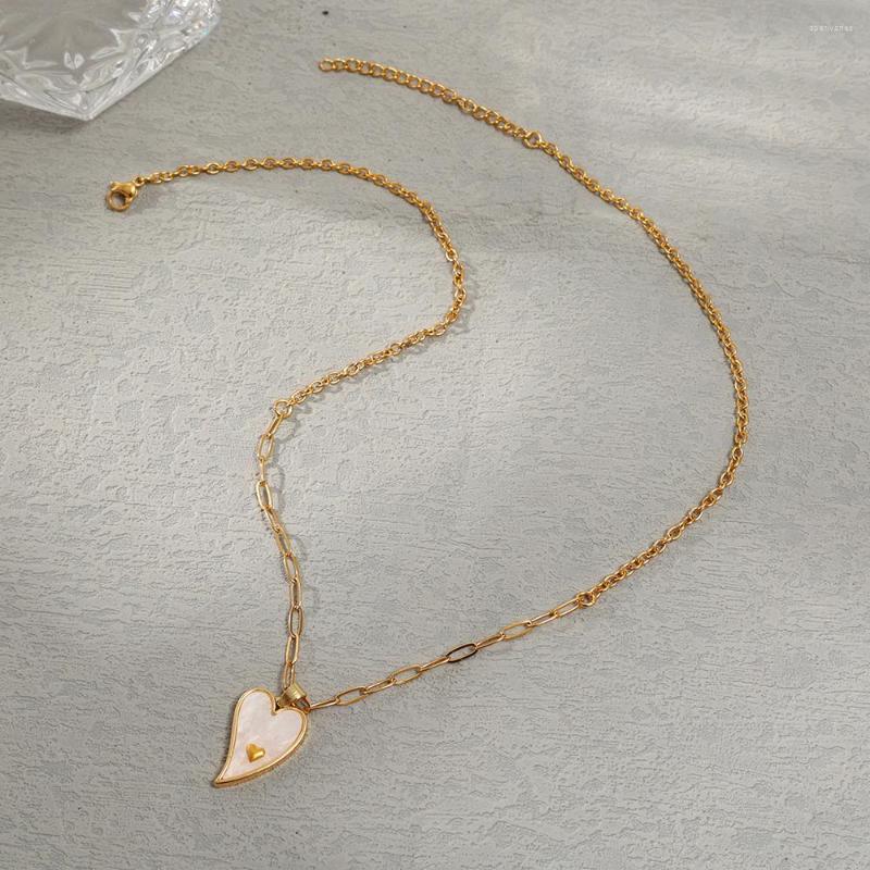 

Chains Oil Dripping Heart Pendant Neckalce For Lady Charm Natural Freshwater Pearl Necklaces Wedding Engagement Jewelry