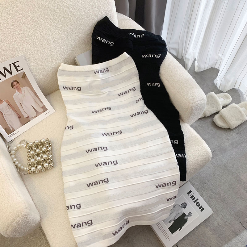 

Women Dresses Fashion Slim Classic Pattern Silm 23SS Dresses Summer Womens Clothing Simple 2 Color, Black