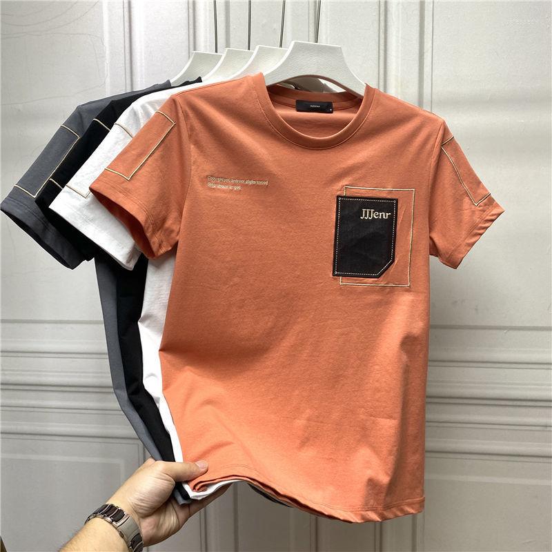 

Men's T Shirts 2023 Summer Ice Silk Cotton Short-sleeved Tide Brand Personality Fashion Trend Clothes Half-sleeve Round Neck, Black