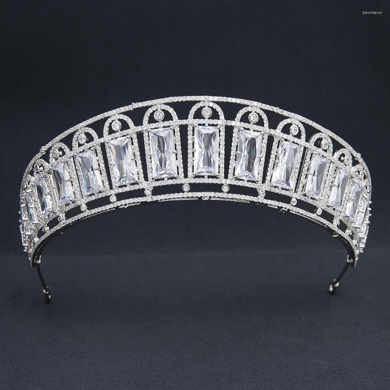 

Hair Clips Big CZ Cubic Zirconia Royal Tiara For Wedding Crystal Princess Tiaras Diadem Girl Prom Party Head Jewelry CH10398