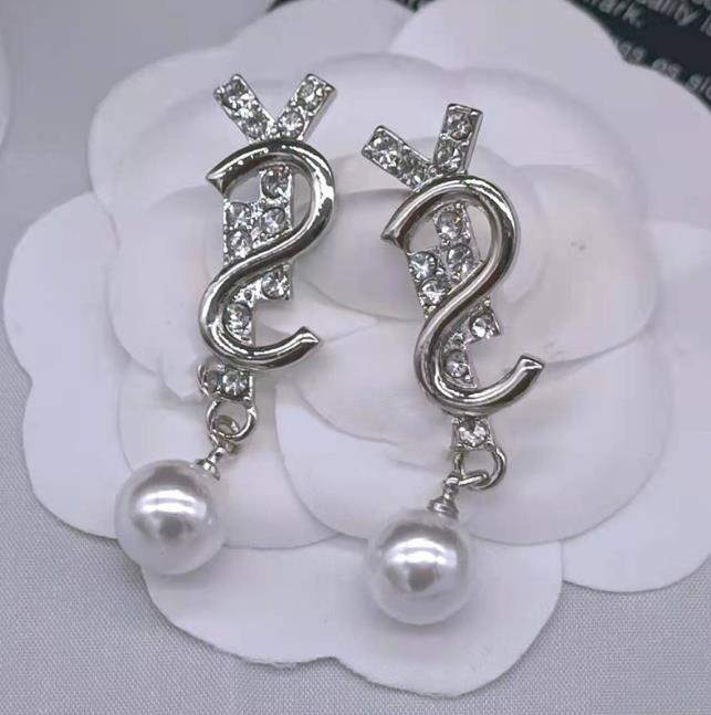 

Multi-style 18K Gold-plated Luxury y letter diamond-Stud brand designer Geometry Famous women's Crystal Rhinestone Earrings wedding party jewelry