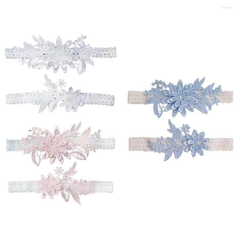 

Garters 2Pcs Bridal Leg Elastic Holiday Beach Wedding Bride Lingerie Dance Floral Cosplay Party Stage Wearing Accessories, Pink