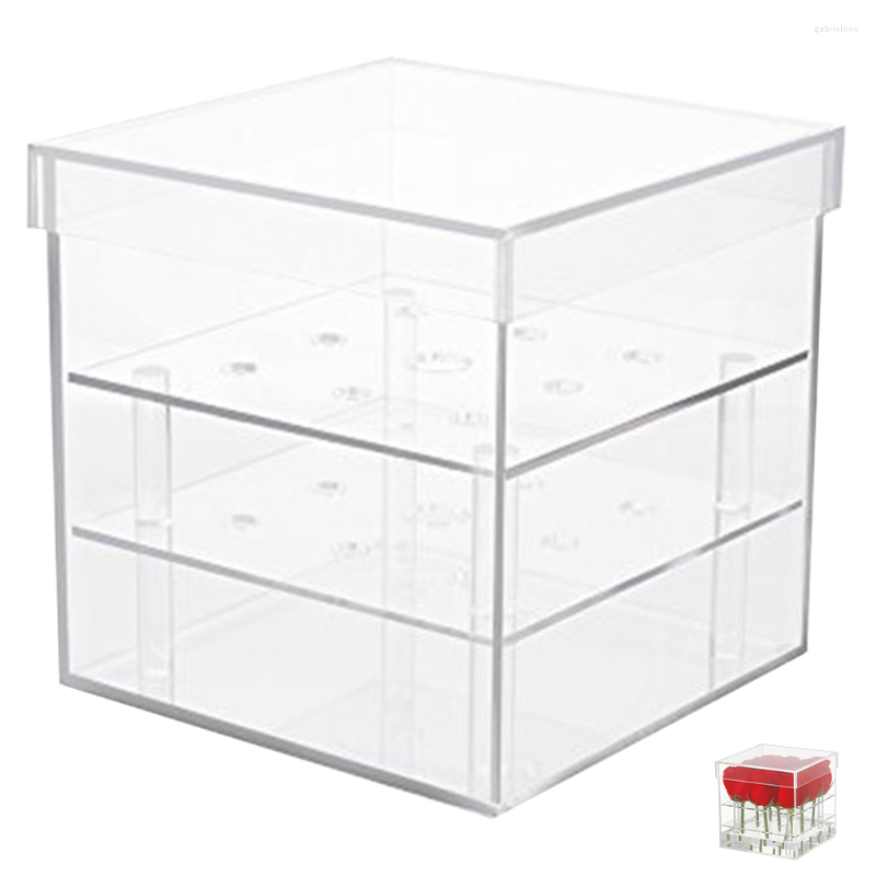 

Gift Wrap Translucent Romantic Empty 9-hole Acrylic Rose Stand Box Water Holder Eternal Flower