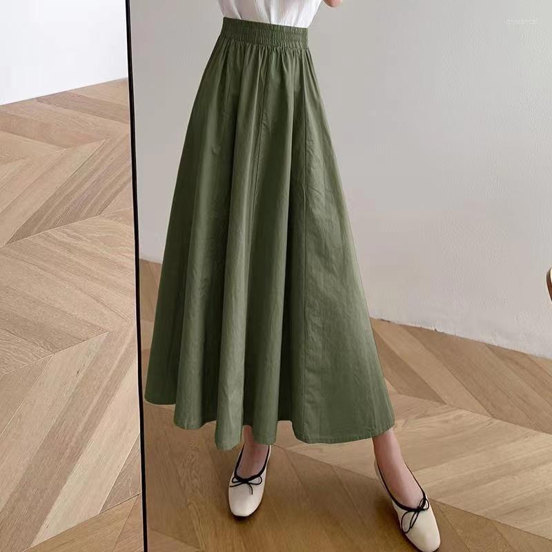 

Skirts Autumn Loose A-line Large Mid Length High Waist Solid Color Adjustable 2023
