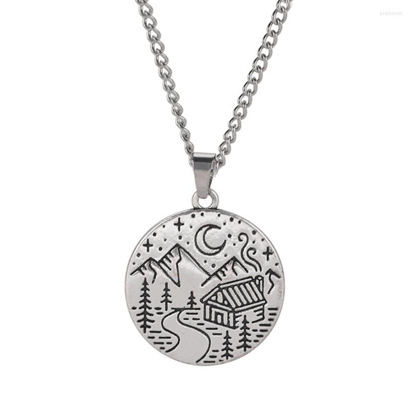 

Chains My Shape Mountains Rivers Necklaces Landscape Hollow Out Scenery Pendant Necklace For Women Men Fashion Jewelry Gifts Traveling