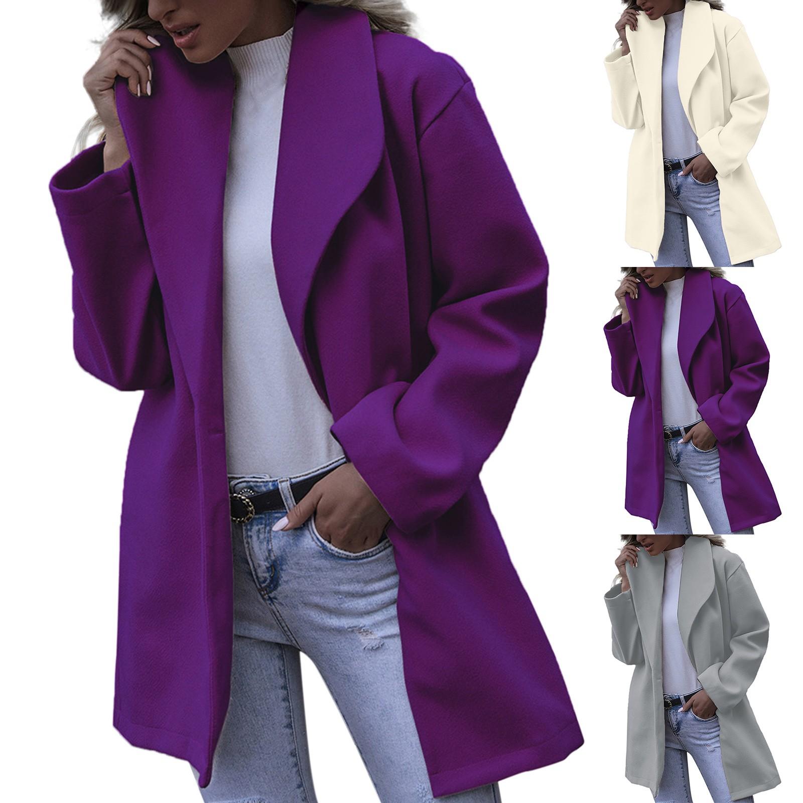 

Fur Womens Faux Wool Thin Coat Trench Jacket Ladies Warm Slim Long Running Fairy Aesthetic Outfits Fairycore Cropped Tops, Grey