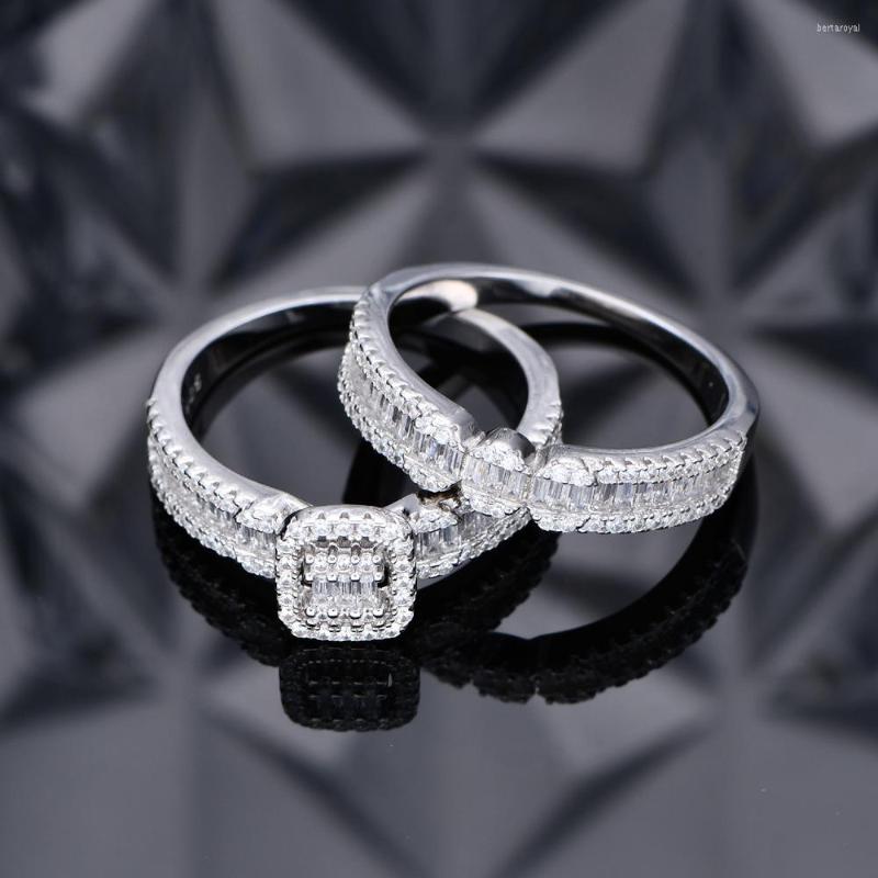 

Cluster Rings Woval Rectangular Inlaid Zircon S925 Female Silver Ring Wholesale European And American Fashion & Trend All-match