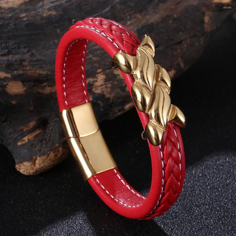 

Charm Bracelets Fashion Braided Rope Wrap Leather For Men Classic Stainless Steel Bangle Couple Jewelry Gifts SP1257
