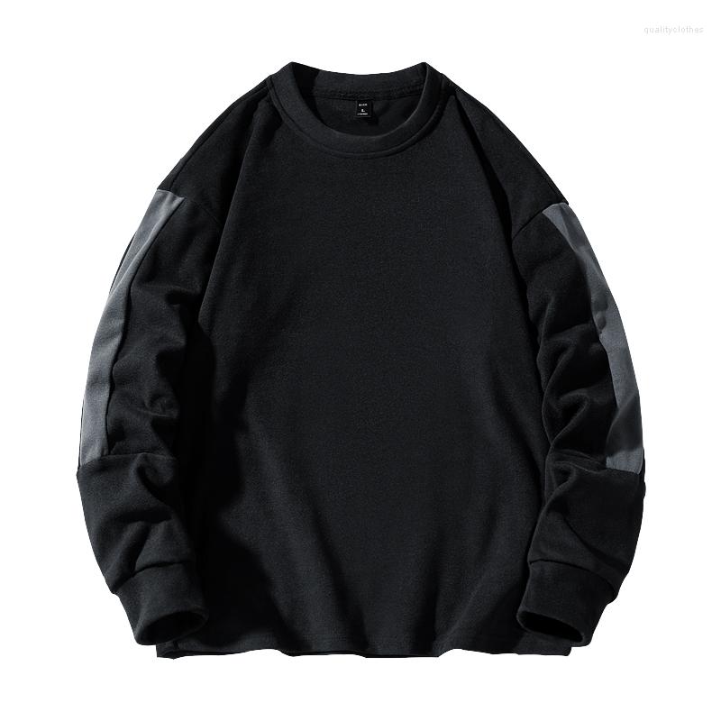 

Men's Hoodies Autumn Winter Sweatshirt Men O Neck Casual Hip Hop Streetwear Mens Fashion Patchwork Long Sleeve Pullover Tops, Black