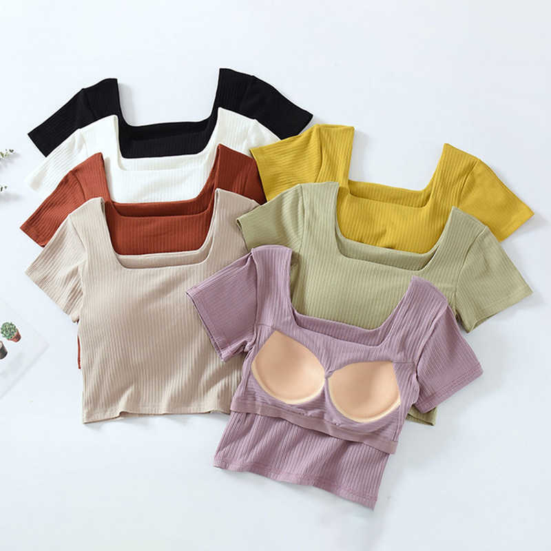 

Women' T-Shirt Summer Women TShirts Chest Pad Built In Tshirt ONeck Short Sleeve Women Tops Breathable Short Tshirt HYTW1 Z0418