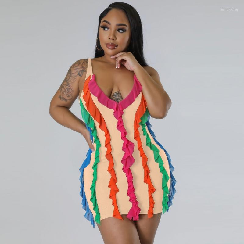 

Women's Swimwear Women Bohemian Beach Mini Dress Casual Slim Ladies Sleeveless A-Line Retro Elegant Sexy Club Party 2023 Summer, Red