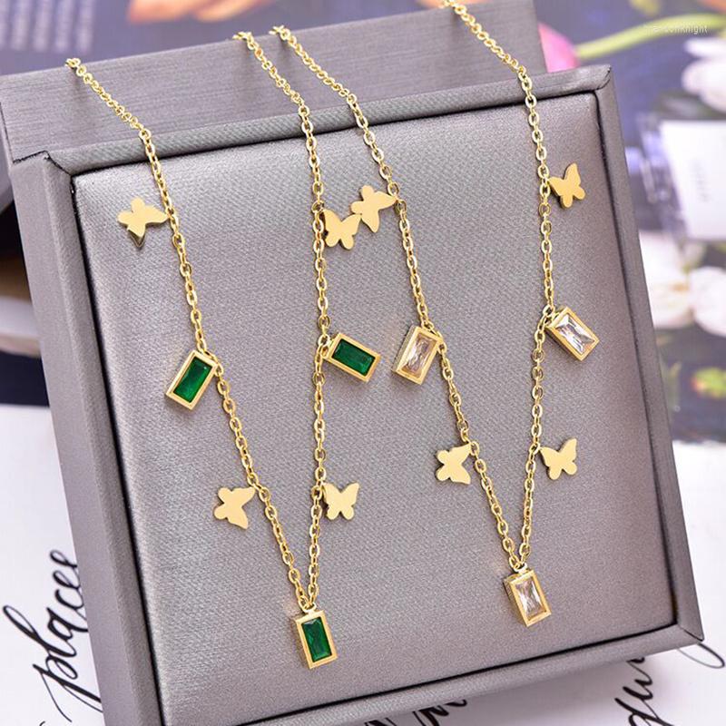

Pendant Necklaces RAKOL Titanium Steel Zircon Woman Butterfly Versatile Pendants Chain INS Light Luxury Choker Necklace For Women
