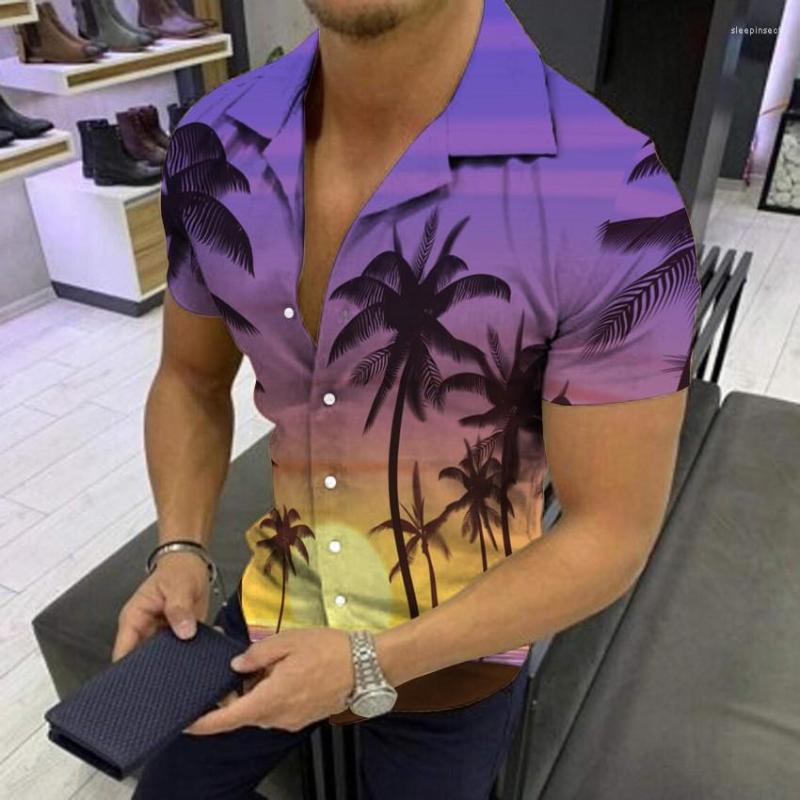 

Men's Casual Shirts 2023 Summer Men's Beach Ocean Series 3D Digital Print Polo Short Sleeve Fashion Hawaiian Shirt