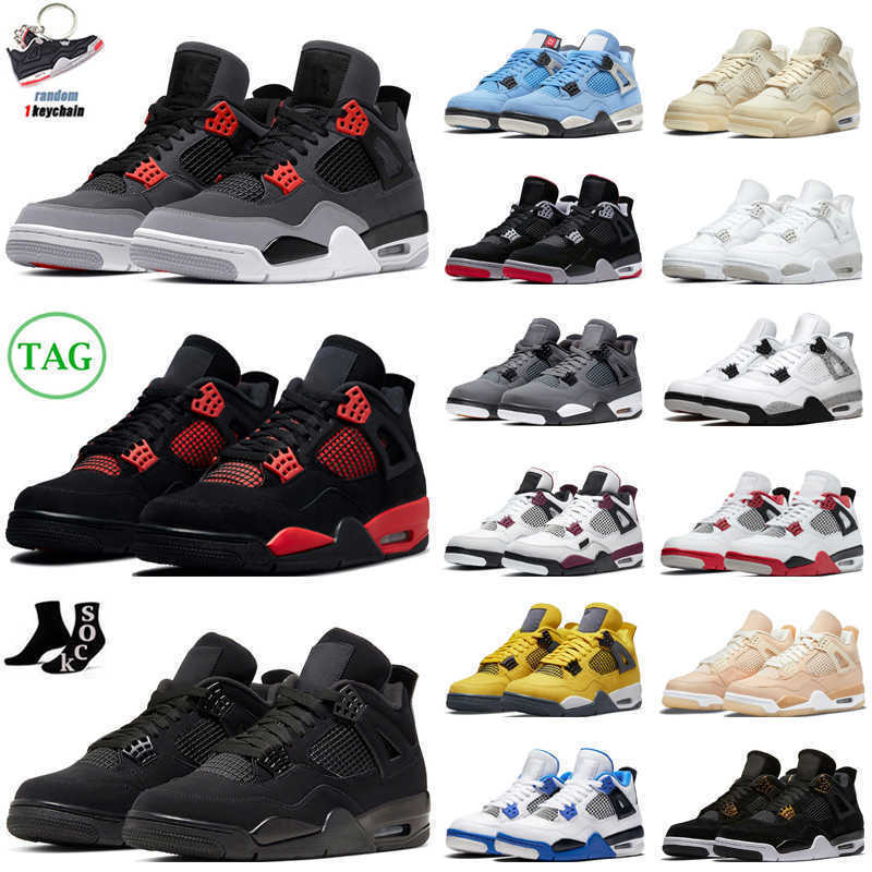 

2022 Jumpman 4s Basketball Shoes Men Women 4 Red Thunder Infrared Black Cat Bred University Blue Sail Cool Grey White Cement Mens Trainers, Loyal blue