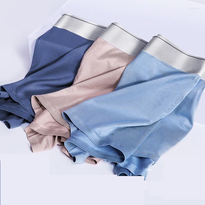 

Underpants Men's Underwear Cotton Boxers Man Breathable Silk Panties Solid Shorts Brand Men Boxer For Family Sexy Mens, Army green