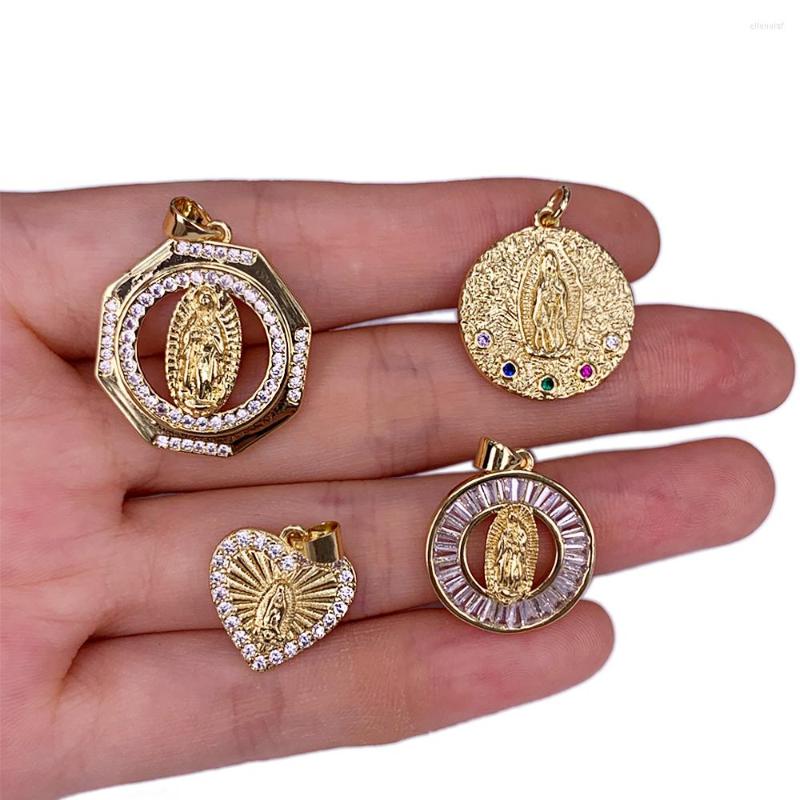 

Pendant Necklaces Retro Christian Beliefs Virgin Jesus Religious Necklace Copper Microinset Zircon Peach Heart Oval Jewelry Amulet