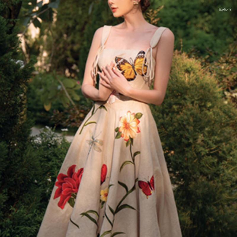 

Casual Dresses 2023 Summer Three-Dimensional Printing Dress Women Retro Slim Sexy Sling Long, Picture color