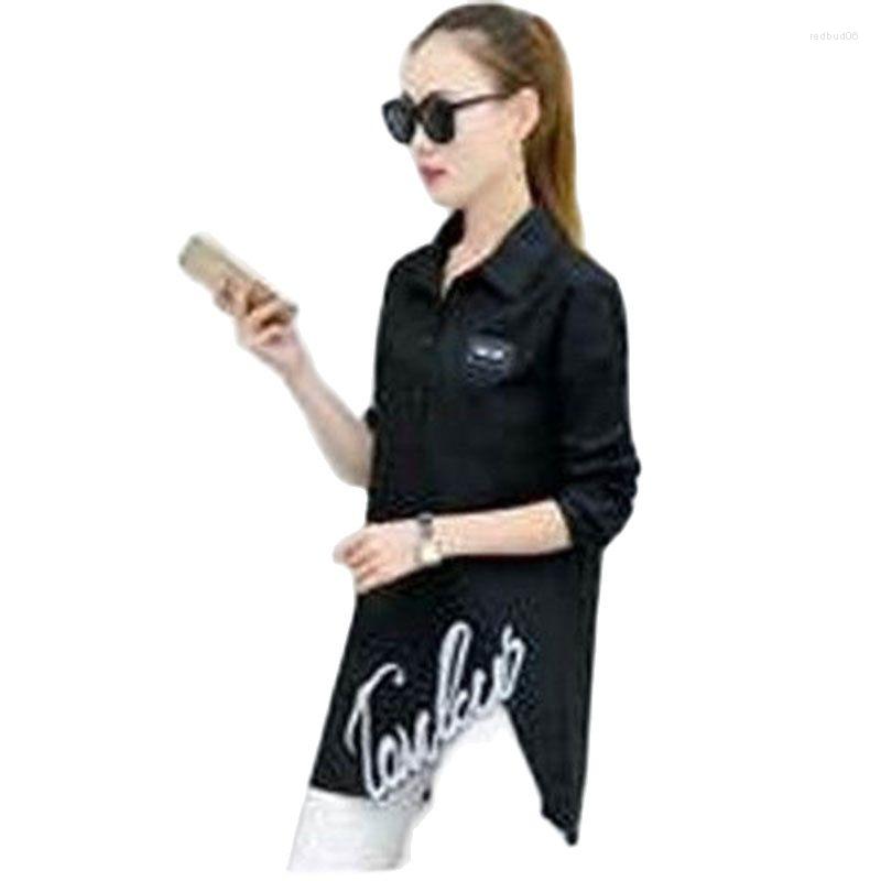 

Women's Blouses Korean Version Of Self-cultivation Spring And Summer Ladies Temperament Long Asymmetric Embroidery Sleeve Casual Shirt Tide, Pink colour