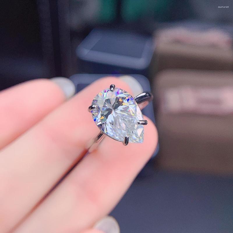 

Cluster Rings Pear 5ct D Color VVS1 Moissanite Solitaire Ring 925 Sterling Silver Diamond Promise With GRA Certificate