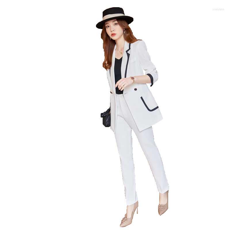 

Women's Two Piece Pants White Suits High End Temperament Casual Autumn Fashion Business Slim Blazer And Office Ladies Work Wear Green
