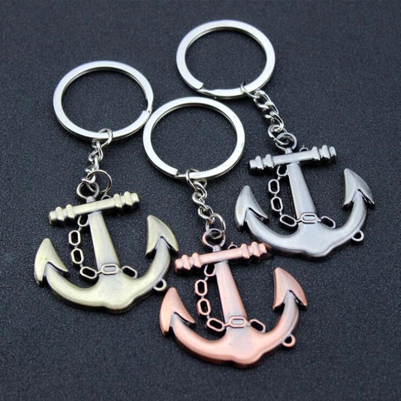 

Keychains Classic 3D Handmade Diy Zinc Alloy Material Anchor Keychain Hook Keyring Gift For Sailor Car Accessory Key Chain Couple Llavero