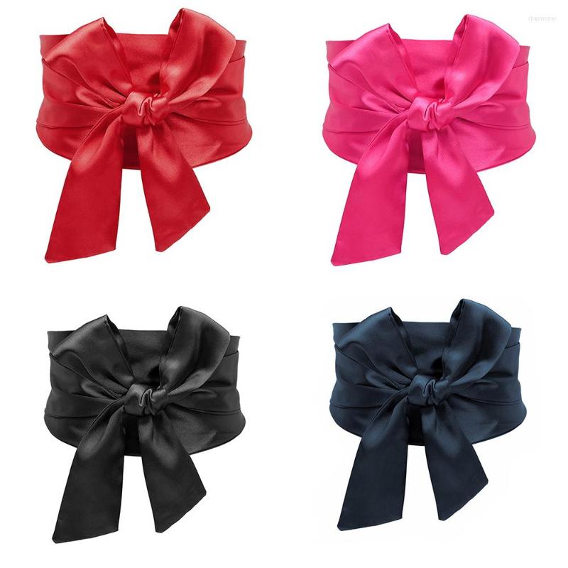 

Belts Women Satin Kimono Wrap Obi Belt Wide Self Tie Waistband Cinch For Dress Jumpsuit Shirt, White