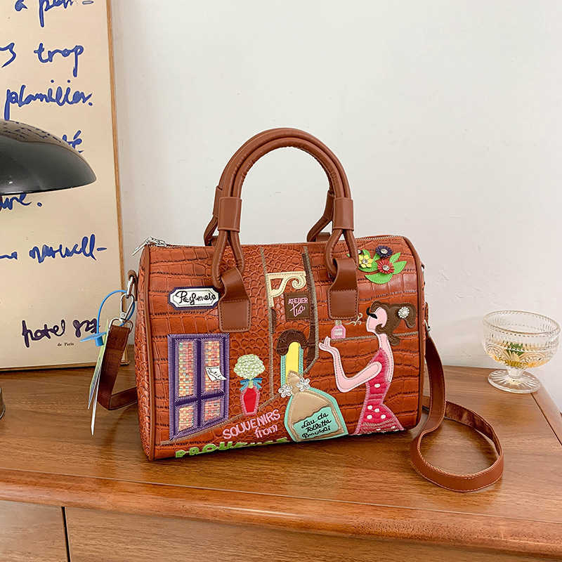 

Shoulder Bags Small Women s Fashion Mexican Style Large Capacity Portable Boston Bucket 230420, Blue8