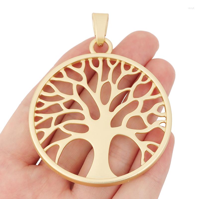 

Pendant Necklaces 1 X Matte Gold Color Hollow Out Tree Of Life Round Charms Pendants For DIY Necklace Accessories 60x60mm