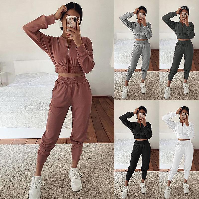 

Women' Two Piece Pants Spring Fashion Outfits For Women Tracksuit Sweatshirt Sweatpants Casual Sports 2 Set Long-sleeved Zipper Home, Dark pink