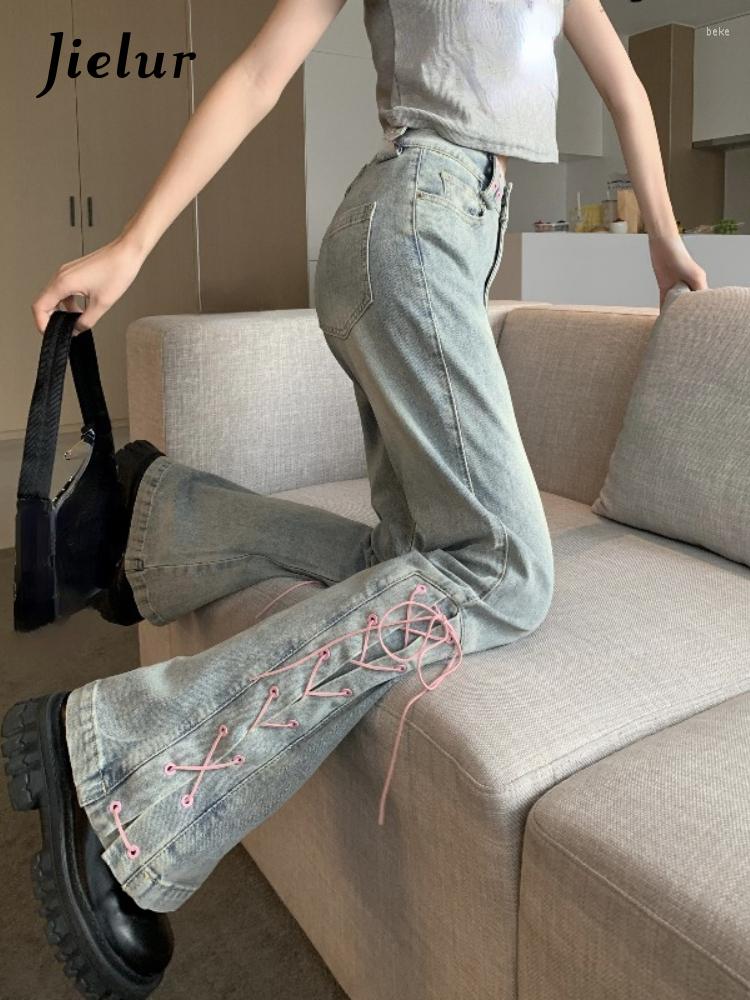 

Women' Pants High Waist Slim Flare Women Casual Vintage Wide Leg Jeans Pure Color Korean Style Denim Trousers Female Design Y2k, Light blue