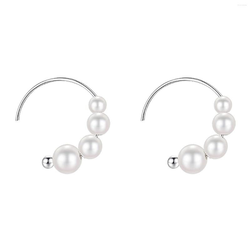 

Hoop Earrings Sterling Silver Needle Pearl Light Luxury Female Spring Small Design
