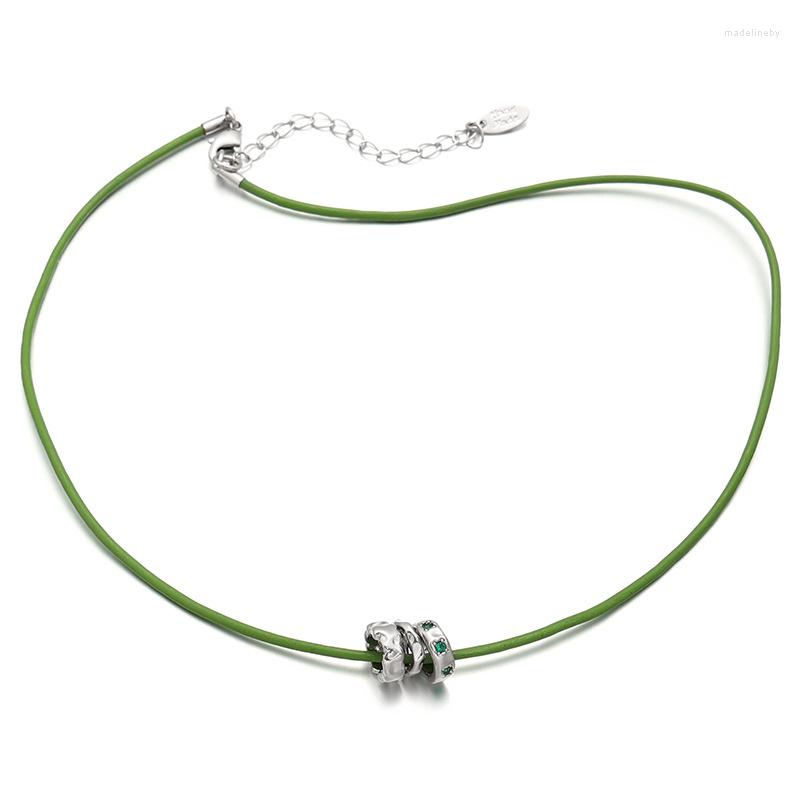 

Chains Green Leather Cord Zircon Clavicle Necklace Female Spring/summer 2023 Products