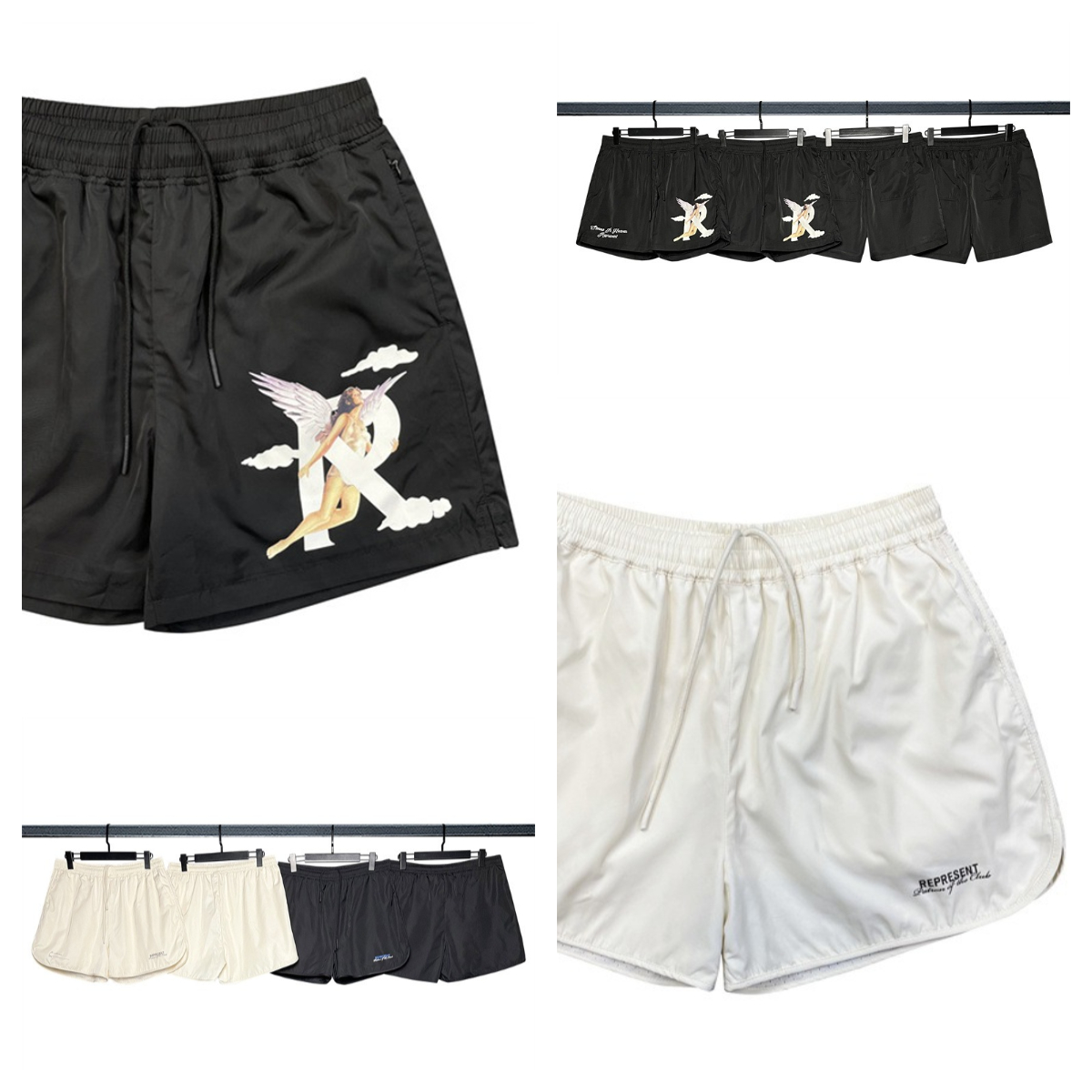 

Men's Shorts Designer Men Women Loose Pants Vintage Embroidered Knitted Mesh Zip-up Sport-fit, White