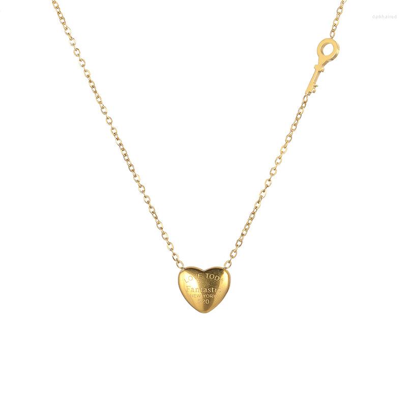 

Chains Heart Letter LOVE Titanium Steel Pendant Necklace Simple Fashion Key Clavicle Chain For Women