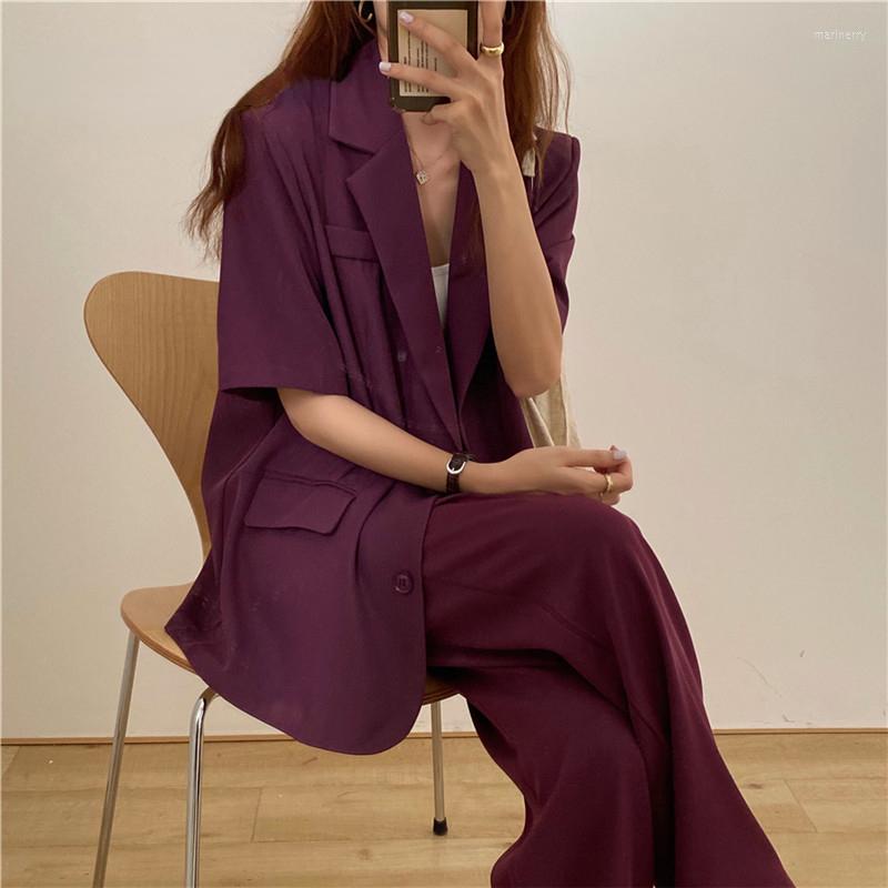 

Women' Suits Office Lady Women Short Sleeve Blazer 2 Piece Set Spring Female Suit Sets OL Business Casual Blazers Korea Coat, Black suit