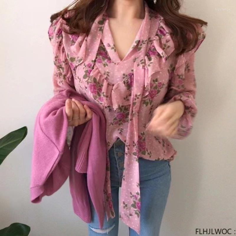 

Women's Blouses Japan Style Bow Tie Ruffles Tops Blusas 2023 Cute Sweet Girls Chic Korea Design Clothes Purple Women Shirts, Green