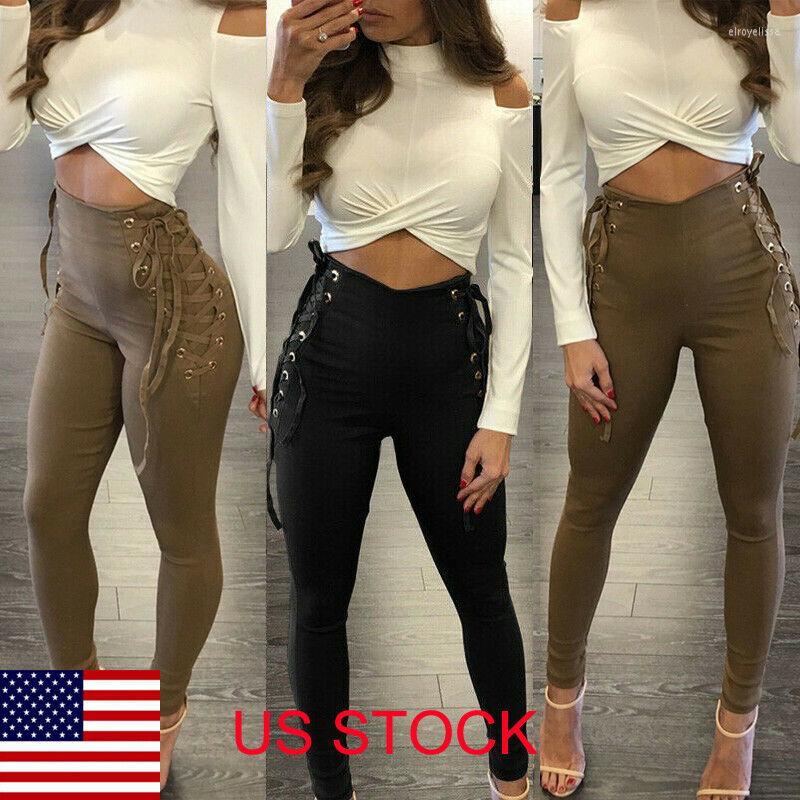 

Active Pants US STOCK Women Skinny Long High Waist Stretch Jeans Pencil Trousers