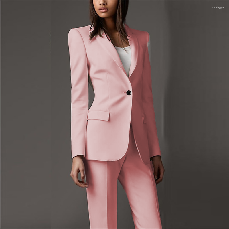 

Women's Two Piece Pants Pink Formal Women Business Solid Color Suits Office Lady Female Slim Fit Fashion 2 Pieces Set Single Buttons Custom, Yellow
