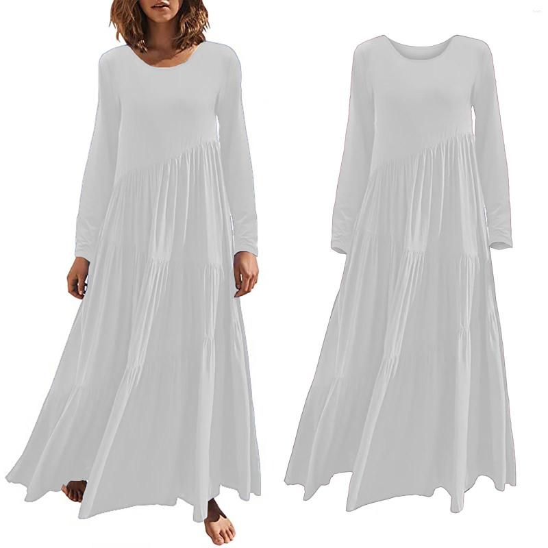 

Women's Swimwear Nice Dresses For Teens Loose Fitting Long Sleeved Skirt With Round Neck And Asymmetrical Swaying Short Sundresses Women