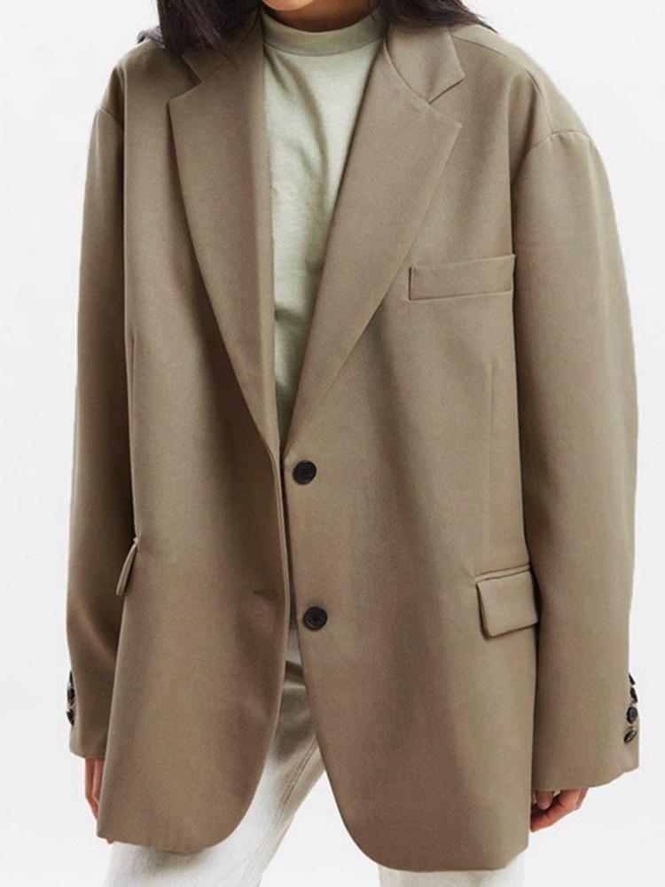 

Pants Women Blazers 2022 Autumn and Winter New Simple Commuter Loose Silhouette Jacket, Khaki