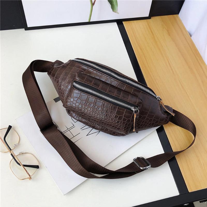 

Waist Bags 2023 Fashion Men Women Bag Korean-style INS Super Fire PU Crocodile Pattern Chest Pack, Black
